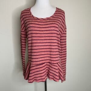 Free People Striped Peplum Knot Top Long Sz Small